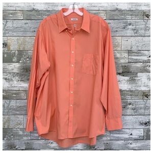 #500 Izod Classic Fit Coral Orange Collared Button Down Shirt Casual Top 17-17.5